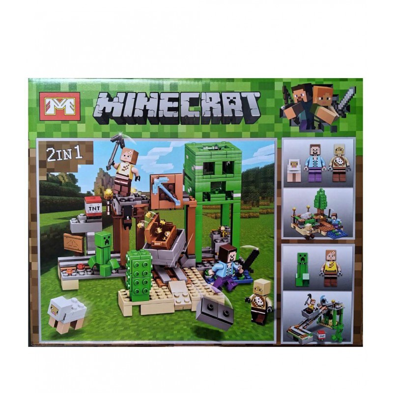 Конструктор 248 деталь Майнкрафт 2 в 1 Приключение в шахте и Деревня разбойников 1011