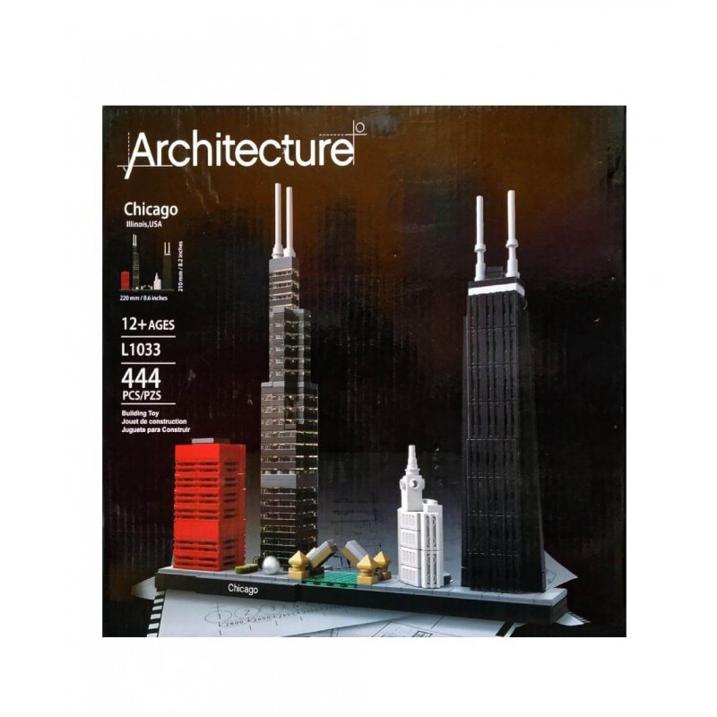 Конструктор Архітектура Чикаго 444 деталі аналог LEGO з рухомим мостом