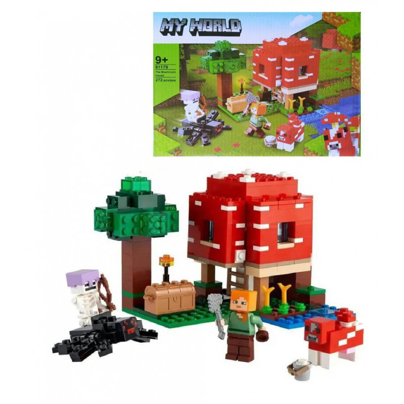 Конструктор аналог LEGO — Конструктор My World 91179 "Грибной домик"
