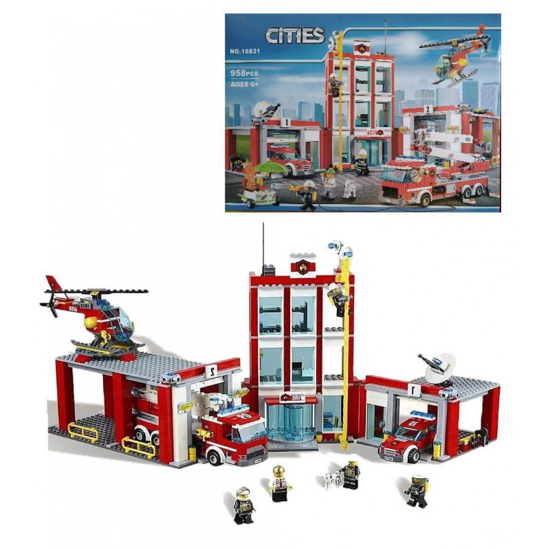 Конструктор аналог LEGO — Конструктор Cities Сити Город Пожарная станция 958 деталей — фото товара