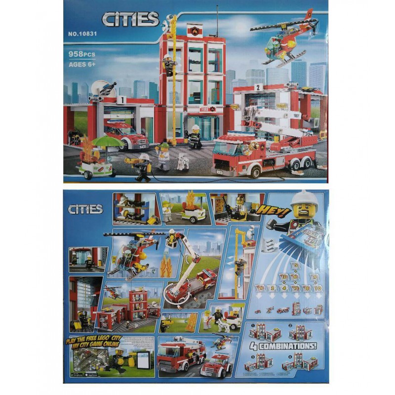 Конструктор City Пожежна станція 958 деталей з машиною та мініфігурками