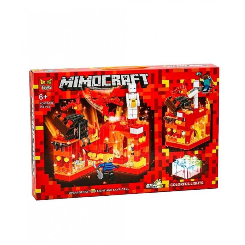 Конструктор аналог LEGO — Конструктор Minecraft Mimocraft GT-107 "Огненная пещера" включает в себя 330 деталей. — фото товара