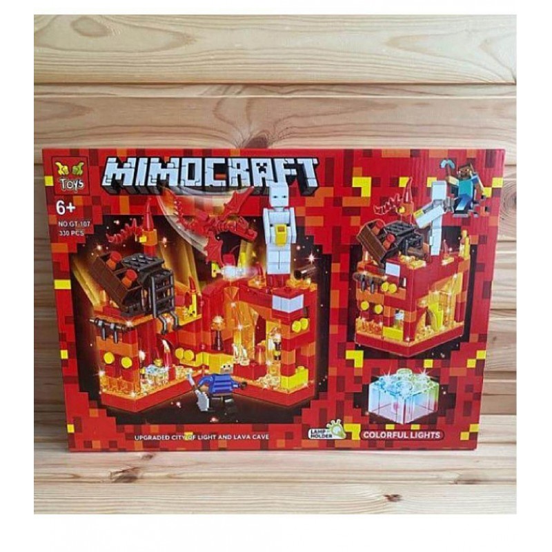 Конструктор Minecraft Mimocraft GT-107 Вогняна печера 330 деталей з LED