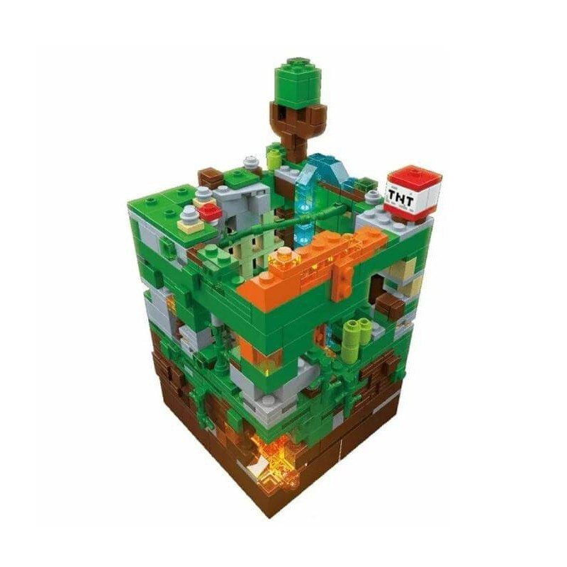 Конструктор Minecraft Зеленая крепость 866 деталей с LED подсветкой