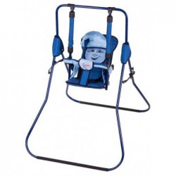 Напольные детские качели Alinka для дома и улицы с темно-синим каркасом, мягким сиденьем и защитным ограждением