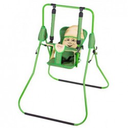 Гойдалка-подвесная "Алінка" зелёный каркас, зелёная ткань, жёлтый гномик, до 20 кг