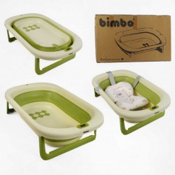 Складная детская ванночка Bimbo BM-60530 79х47х21 см с ножками, сливным клапаном, датчиком температуры и матрасом