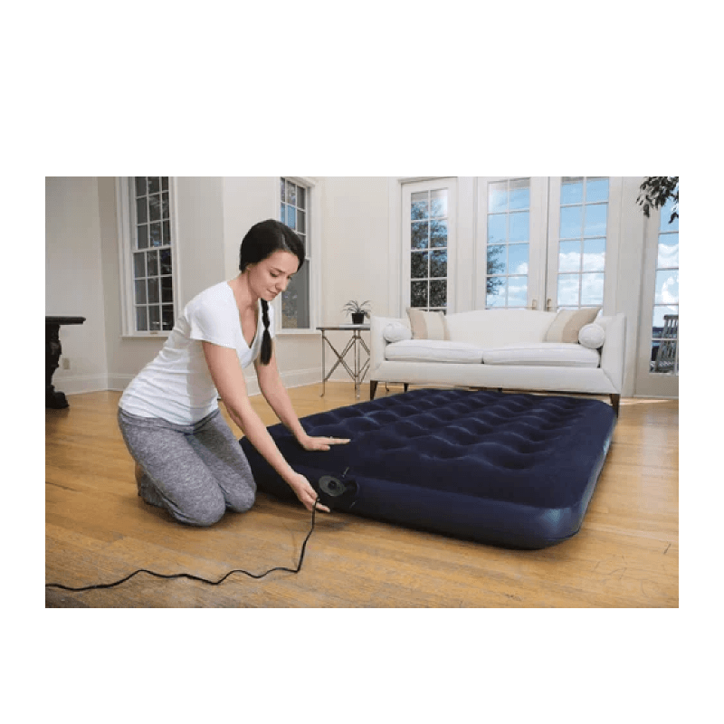 Надувной матрас Bestway 67287 191х137х22 см с внешним электронасосом 220V велюровое покрытие