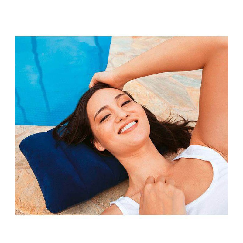  Флокированная синяя подушка Intex 68672 для туризма